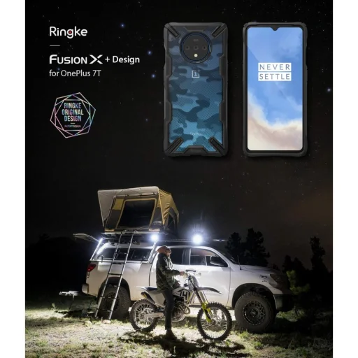 Ringke Fusion X OnePlus 7T tok fekete terepmintás színben - 7
