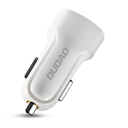 Dudao szivargyújtós töltő 2xUSB 2.4A és 3in1 lightning/ Type-C/ micro USB kábel fehér - 2