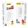 Dudao 2x USB univerzális hálózati töltőadapter 5V/2.4A fehér, USB fali töltő thumbnail