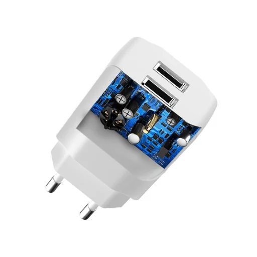Dudao 2x USB hálózati töltő adapter 5V/2.4A + Lightning kábel fehér - 6