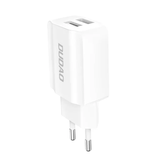 Dudao 2x USB univerzális hálózati töltőadapter 5V/2.4A fehér, USB fali töltő - 3