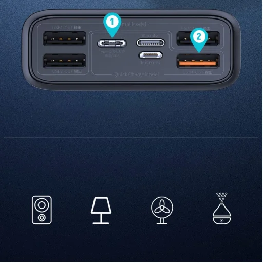 Baseus Ambilight 30000 mAh power bank 33W PD3.0 QC3.0 4x USB / 1x USB Type C fekete (PPLG-01) - 14