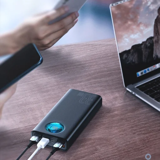 Baseus Ambilight 30000 mAh power bank 33W PD3.0 QC3.0 4x USB / 1x USB Type C fekete (PPLG-01) - 16