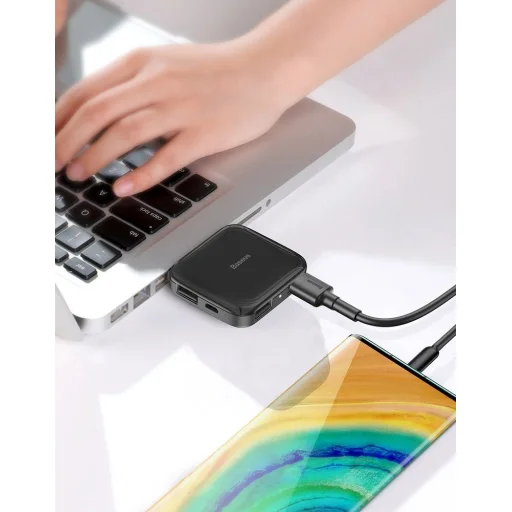 Baseus Fully folded 4in1 USB elosztó port HUB 4x USB 2.0 fekete - 13