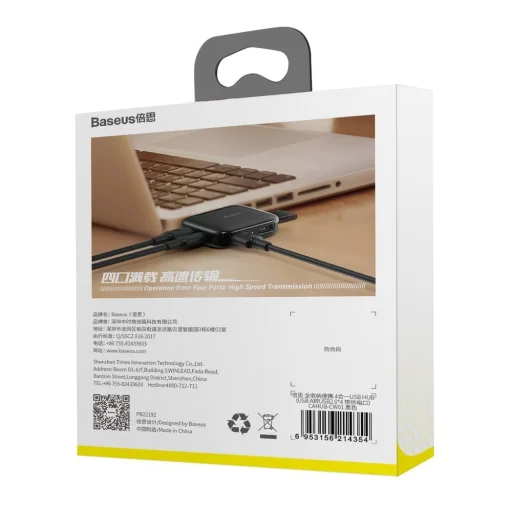 Baseus Fully folded 4in1 USB elosztó port HUB 4x USB 2.0 fekete - 15