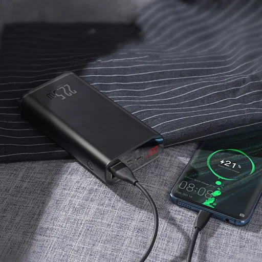 Baseus 20000 mAh power bank 22,5W gyorstöltéssel PD3.0 QC3.0 SCP FCP 2x USB + USB Type C fekete - 9