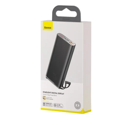 Baseus 20000 mAh power bank 22,5W gyorstöltéssel PD3.0 QC3.0 SCP FCP 2x USB + USB Type C fekete - 21