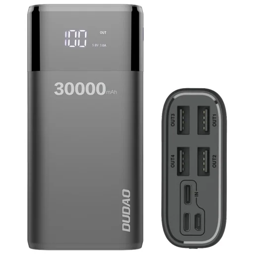 Dudao 30000 mAh 4xUSB 4A powerbank kijelzővel fekete, power bank K8Max - 1