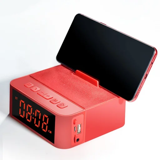 Dudao multifunkcionális bluetooth digitális ébresztőóra piros - 2