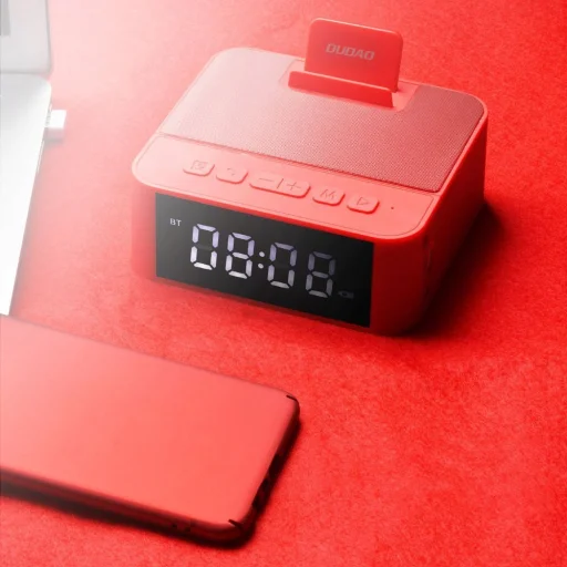 Dudao multifunkcionális bluetooth digitális ébresztőóra piros - 7