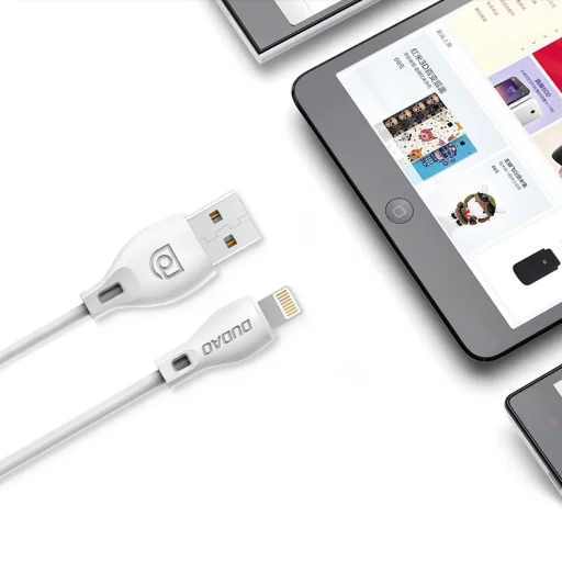 Dudao USB/ Lightning adat és töltőkábel 2.1A 2m fehér - 8