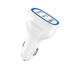 Dudao univerzális autós töltő 3xUSB gyorstöltéssel 3.0 QC3.0 2.4A 18W fehér