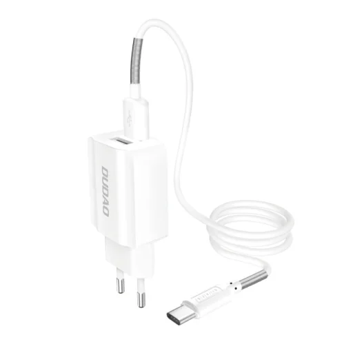Dudao 2x USB hálózati töltő adapter 5V/2.4A + USB Type C kábel fehér - 1