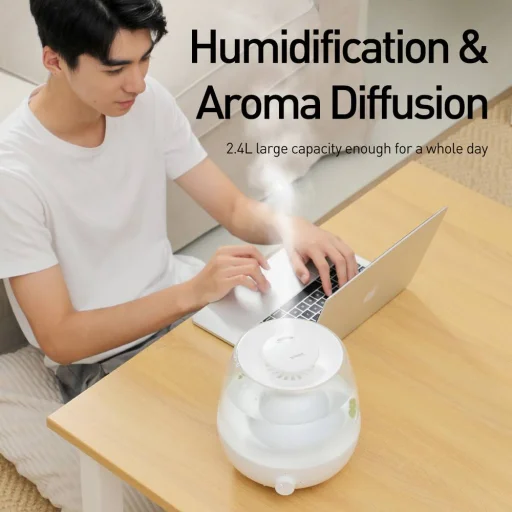 Baseus Home Surge asztali párásító készülék 2.4L fehér, aroma diffúzor - 3