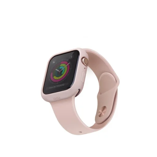Apple Watch 44 mm Uniq Lino szilikon tok, rózsaszín - 1