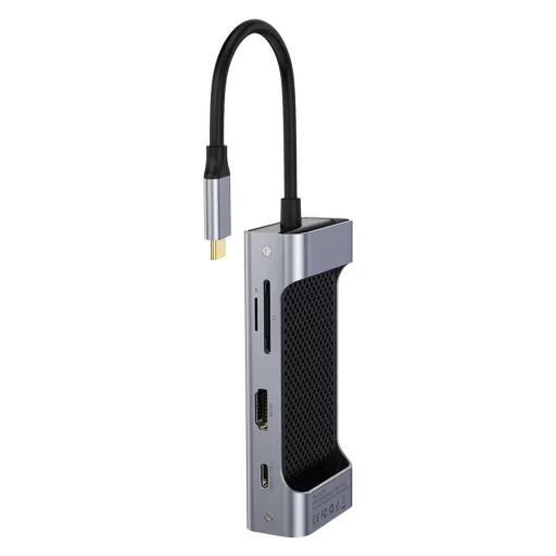 Baseus Square HUB USB-C/2x USB 3.0 + 1x USB-C (PD) + 1x VGA, TF/SD kártyaolvasó szürke - 4