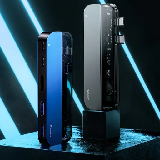 Baseus multifunkciós HUB 2xUSB type-C/USB Typ C PD (60W in) / USB Typ C (15W out) / HDMI 4K / 2x USB 3.0 szürke - 4