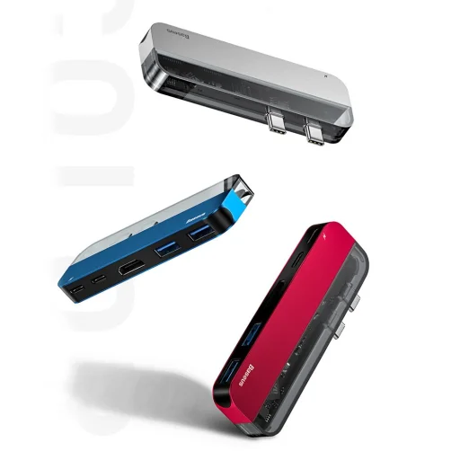 Baseus multifunkciós HUB 2xUSB type-C/USB Typ C PD (60W in) / USB Typ C (15W out) / HDMI 4K / 2x USB 3.0 szürke - 6