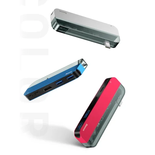 Baseus multifunkciós HUB USB type-C/USB Typ C PD (60W in) / USB Typ C (15W out) / HDMI 4K / 2x USB 3.0 szürke - 12