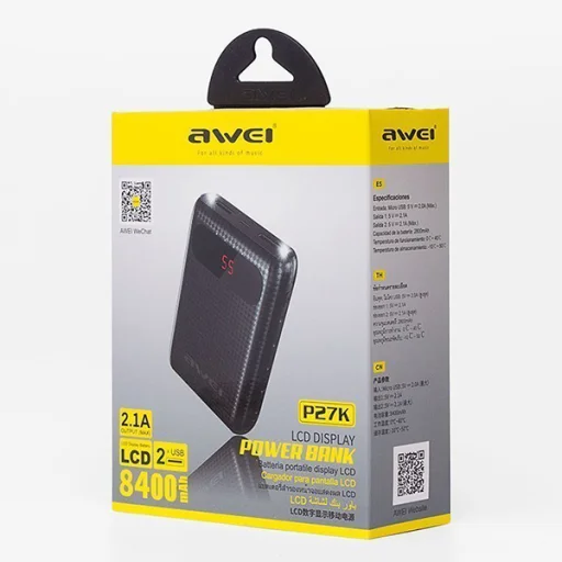 Awei P27k powerbank 2xUSB 8400 mAh fekete - 11