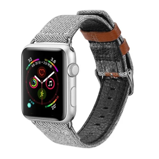 Duc Ducis Litchi Apple Watch 3/4/5/6/7/8/SE óraszíj (38/40/41 mm) szürke - 1