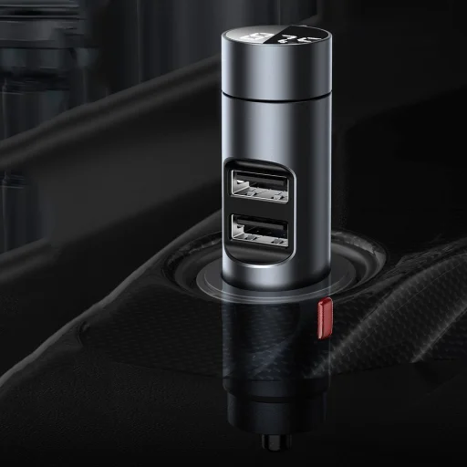 Baseus Energy Column bluetooth FM transmitter autós töltö 2xUSB QC3.0 3,1A ezüst - 13