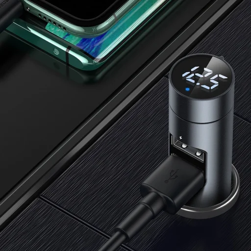Baseus Energy Column bluetooth FM transmitter autós töltö 2xUSB QC3.0 3,1A ezüst - 14