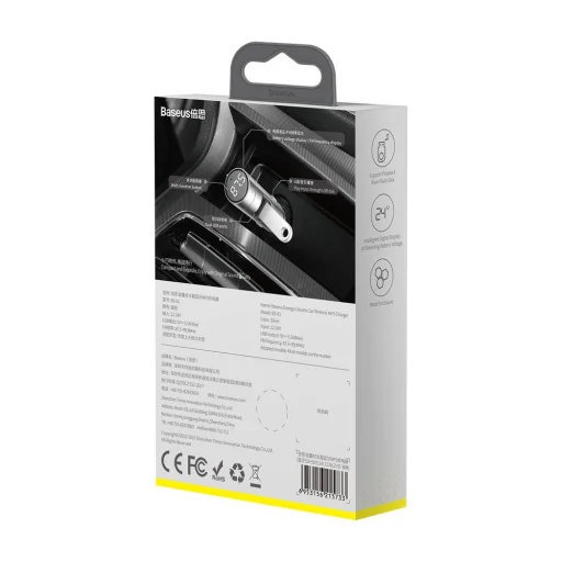 Baseus Energy Column bluetooth FM transmitter autós töltö 2xUSB QC3.0 3,1A ezüst - 17