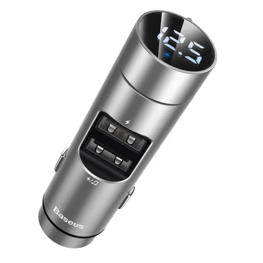Baseus Energy Column bluetooth FM transmitter autós töltö 2xUSB QC3.0 3,1A ezüst - 1