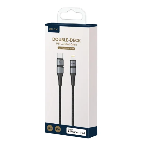 Baseus BMX MFI mini kábel USB Type-C PD 18W / Lightning 1.8m szürke - 18