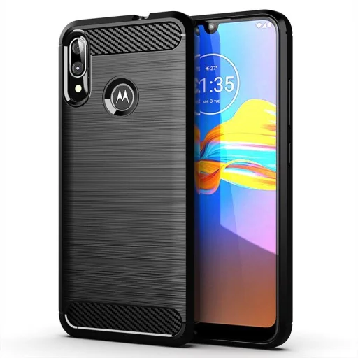 Carbon mintájú TPU tok Motorola Moto E6 Plus fekete - 1