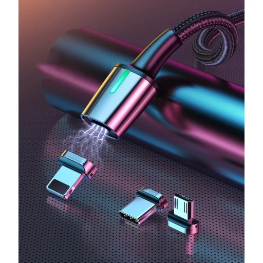 Baseus Zinc mágneses kábel USB+ Csatlakozóvég szett 3A 1m fekete - 3