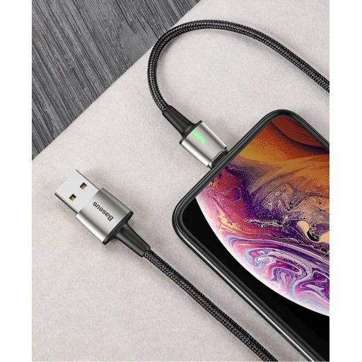 Baseus Zinc mágneses kábel USB+ Csatlakozóvég szett 3A 1m fekete - 21