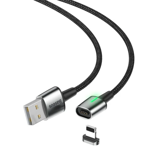 Baseus Zinc mágneses kábel USB+ Csatlakozóvég szett 3A 1m fekete - 4