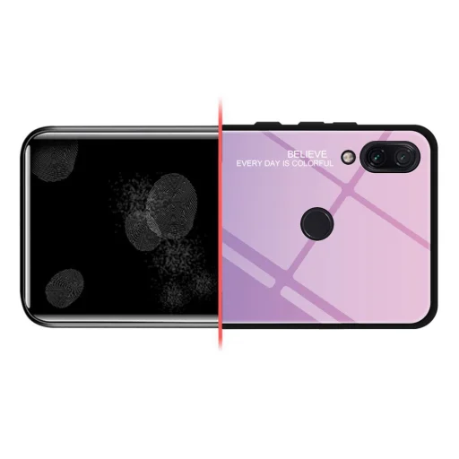 Gradient 9H üveghátlapú tok szilikon kerettel Xiaomi Redmi Note 7 pink - 7