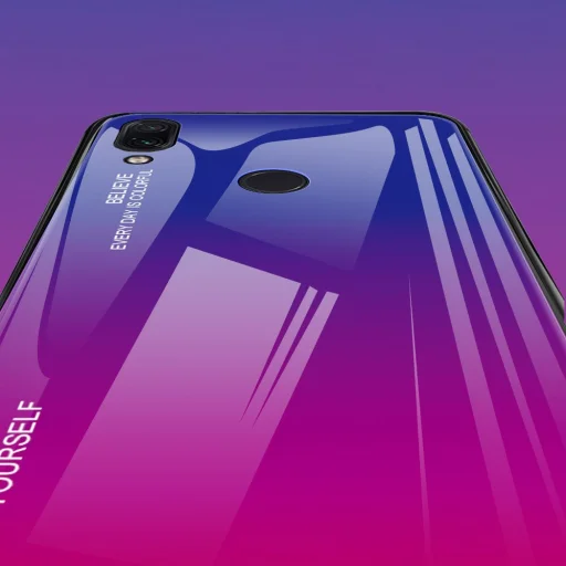 Gradient 9H üveghátlapú tok szilikon kerettel Xiaomi Redmi Note 7 pink - 9