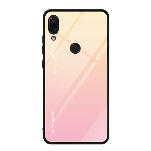 Gradient 9H üveghátlapú tok szilikon kerettel Xiaomi Redmi Note 7 pink - 1