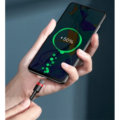 Baseus Cafule Nylon harisnyázott USB-Type C/USB-Type C kábel PD2.0 100W 20V 5A 2 m fekete/piros - 9