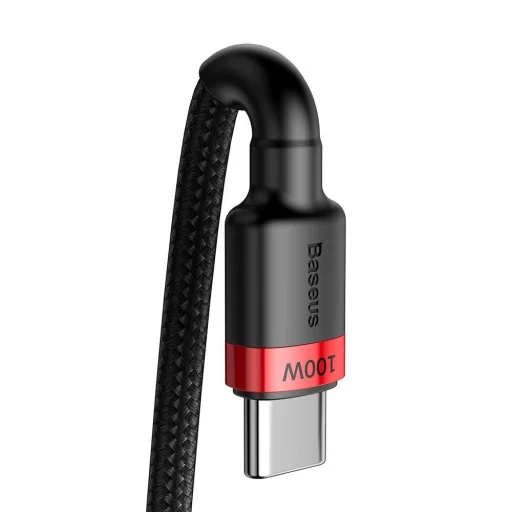 Baseus Cafule Nylon harisnyázott USB-Type C/USB-Type C kábel PD2.0 100W 20V 5A 2 m fekete/piros - 2
