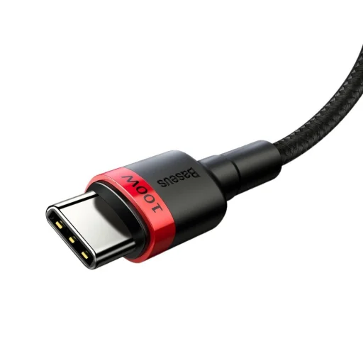 Baseus Cafule Nylon harisnyázott USB-Type C/USB-Type C kábel PD2.0 100W 20V 5A 2 m fekete/piros - 3