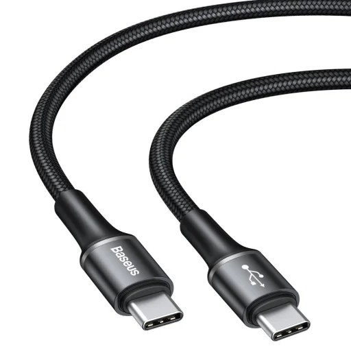 Baseus Halo nylon harisnyázott USB/USB Type-C PD2.0 kábel 60W 20V 3A/1m fekete - 4