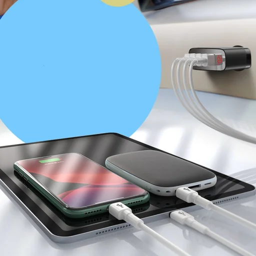 Baseus Mirror Lake Travel hálózati USB töltő adapter digitális kijelzővel 4xUSB 30W 6A fehér (CCJMHB-B02) - 13