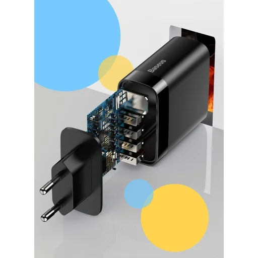 Baseus Mirror Lake Travel hálózati USB töltő adapter digitális kijelzővel 4xUSB 30W 6A fehér (CCJMHB-B02) - 10