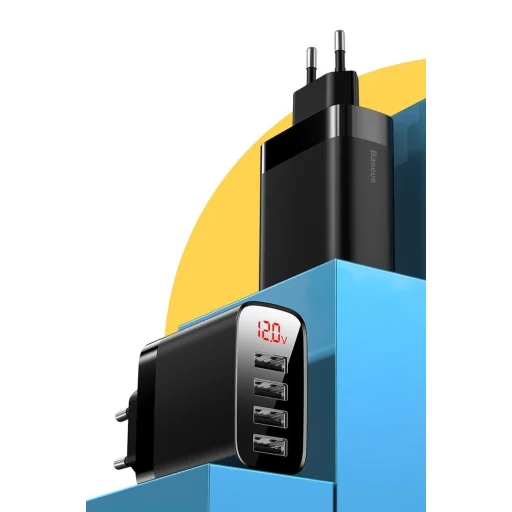 Baseus Mirror Lake Travel hálózati USB töltő adapter digitális kijelzővel 4xUSB 30W 6A fehér (CCJMHB-B02) - 7