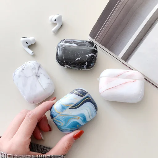 AirPods Pro 1/2 tok márvány mintával fehér-piros színben - 3