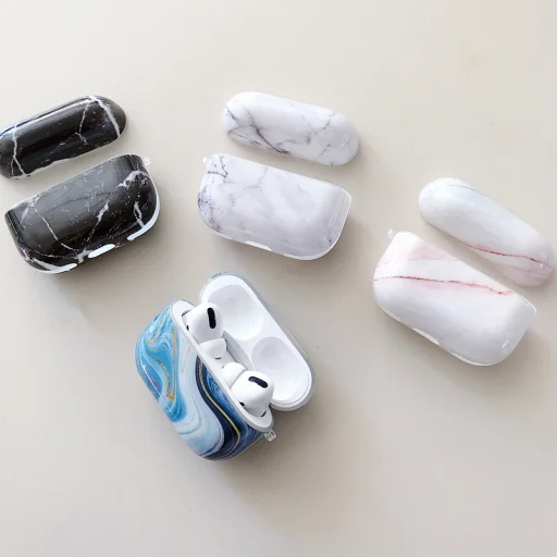 AirPods Pro 1/2 tok márvány mintával fehér-piros színben - 1