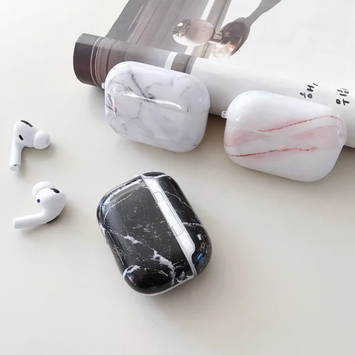 AirPods Pro 1/2 tok márvány mintával fehér-piros színben - 2
