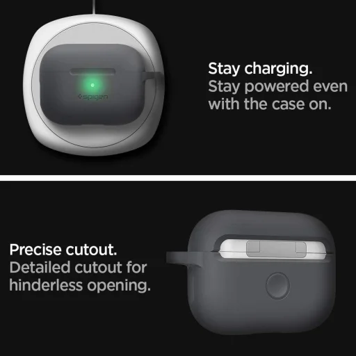 Spigen Silicone Fit Airpods Pro 1/2 tok faszén színben - 7