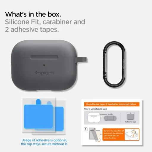 Spigen Silicone Fit Airpods Pro 1/2 tok faszén színben - 3