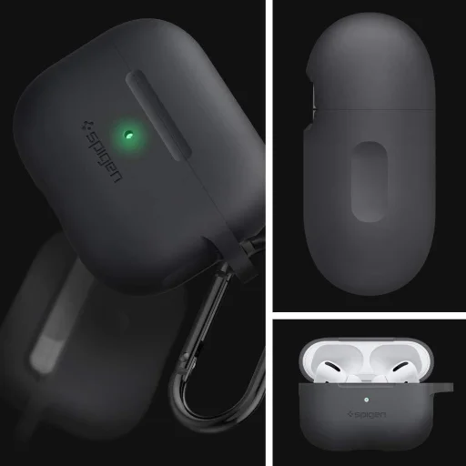 Spigen Silicone Fit Airpods Pro 1/2 tok faszén színben - 5